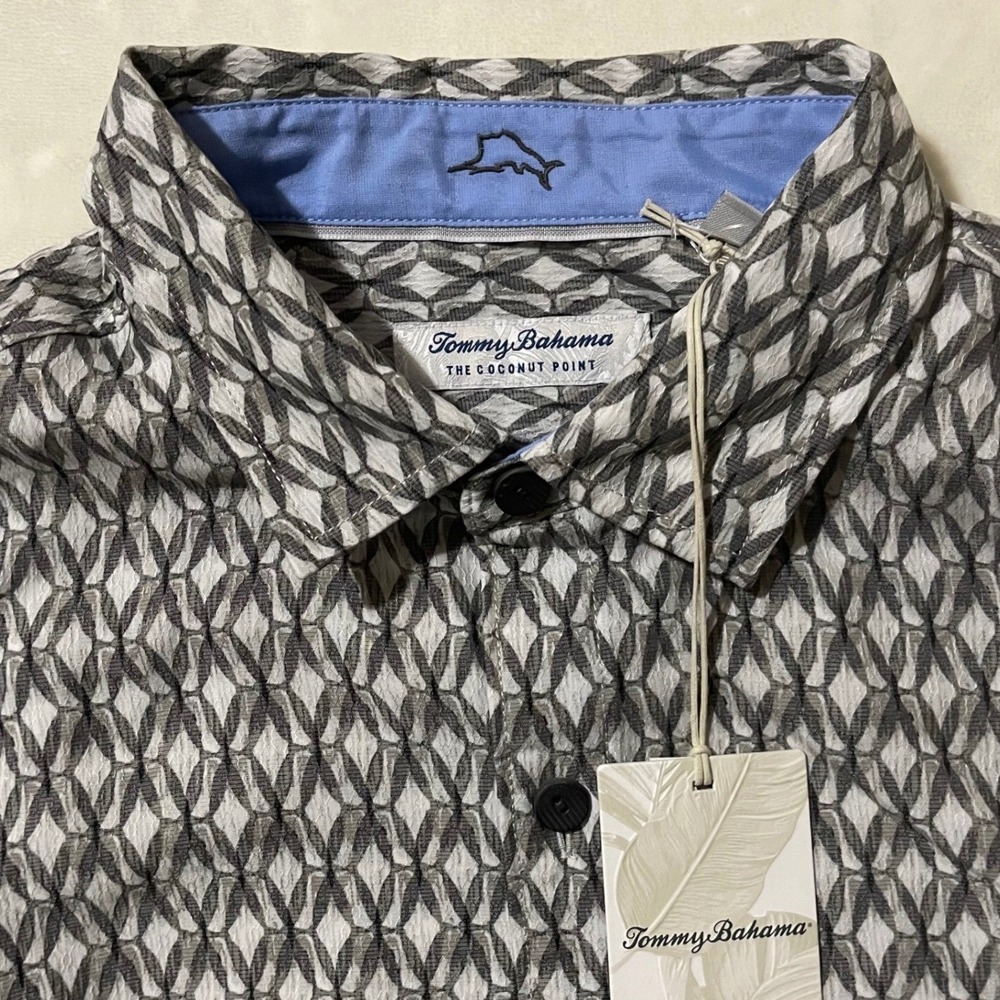 Tommy Bahama Mens Coconut Point Dos Rios  Button Up Shirt Large Geometric Casual